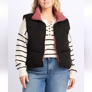 Thread & Supply Black and Mauve Reversible Vest 3X New